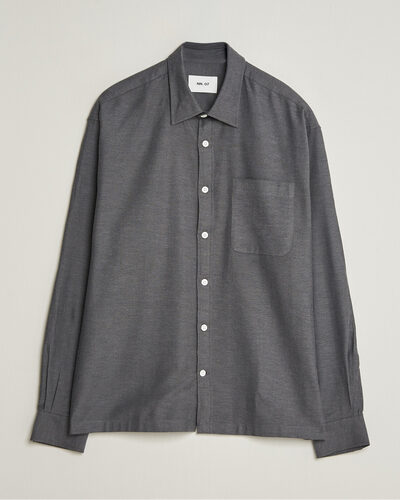 NN07 Deon Brushed Light Flannel Shirt Dark Grey