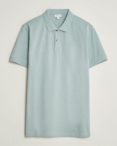 Sunspel Short Sleeve Pique Polo Light Green