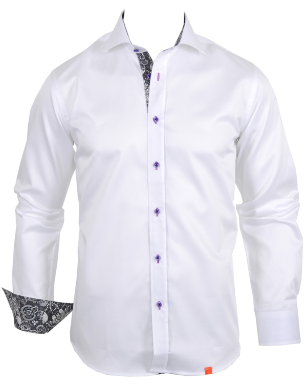 Homme | Chemises | Oscar of Sweden | Skjorta Slim Fit Vit Paisly Kontrast