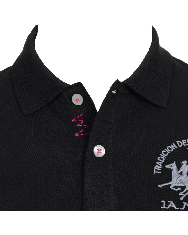 Homme | Polos | La Martina | Replica Piquet Stretch Black