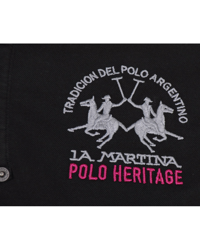 Homme | Polos | La Martina | Replica Piquet Stretch Black