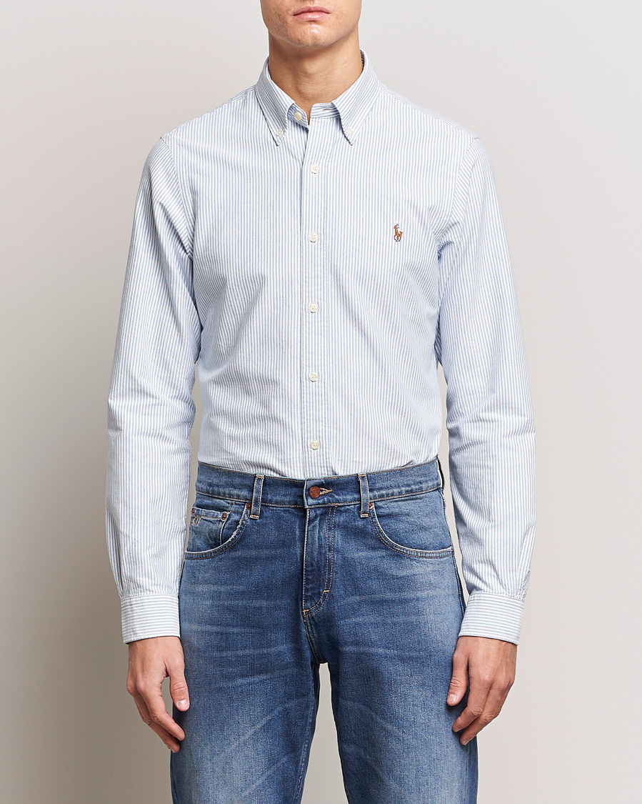 Homme |  | Polo Ralph Lauren | Slim Fit Shirt Oxford Stripes Blue