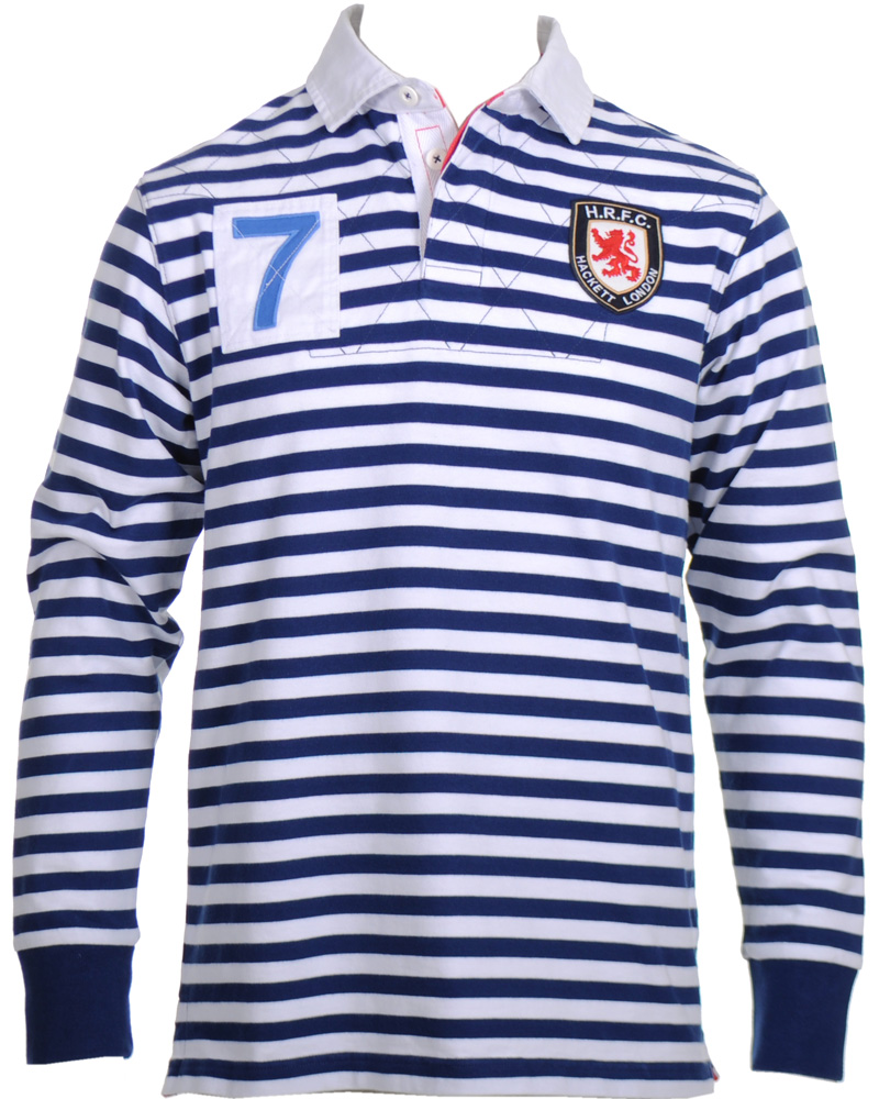 Homme | Pulls Et Tricots | Hackett | London Quilt Stripe Rugger Blue/White