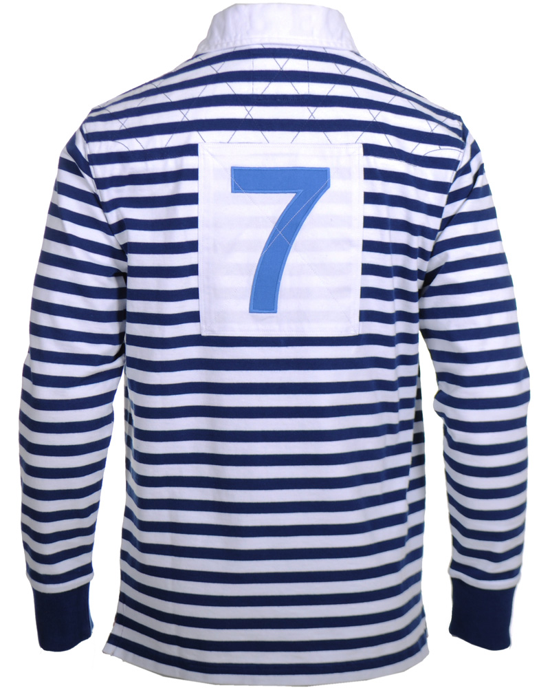 Homme | Pulls Et Tricots | Hackett | London Quilt Stripe Rugger Blue/White