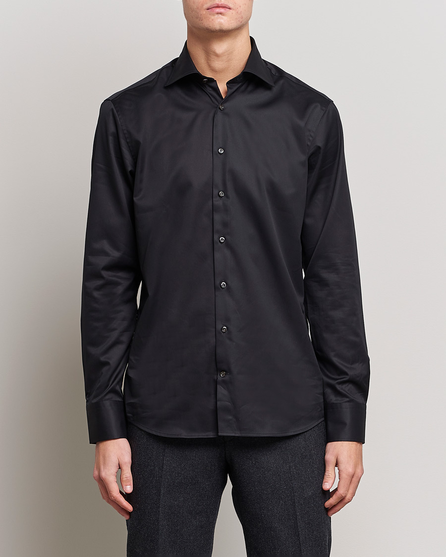 Homme | Chemises | Stenströms | Fitted Body Shirt Black