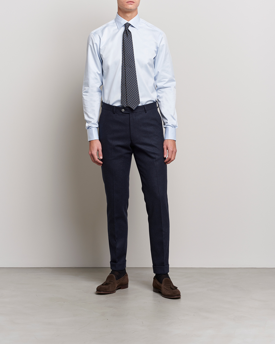 Homme | Formel | Stenströms | Fitted Body Shirt Double Cuff Blue