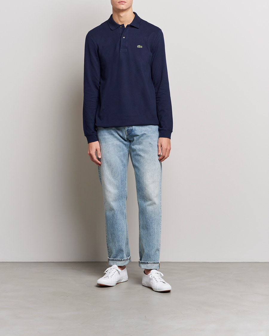 Homme | Polos | Lacoste | Original Long Sleeve Polo Piké Navy Blue