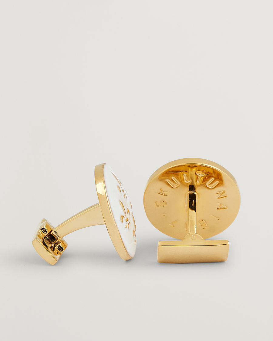 Homme | Skultuna Cuff Links Fleur de Lys Gold/Ivory White | Skultuna | Cuff Links Fleur de Lys Gold/Ivory White