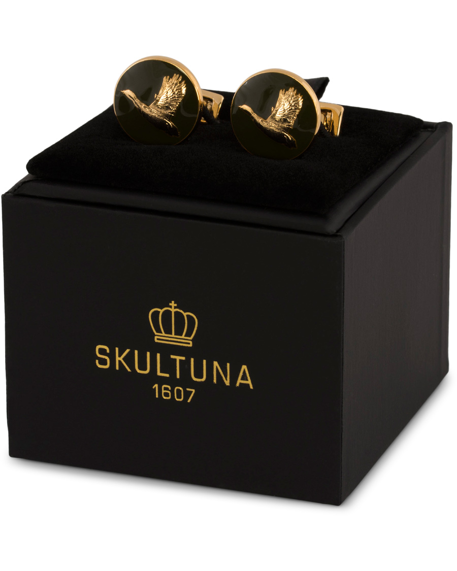 Homme | Boutons De Manchette | Skultuna | Cuff Links Hunter Flying Duck Gold/Green
