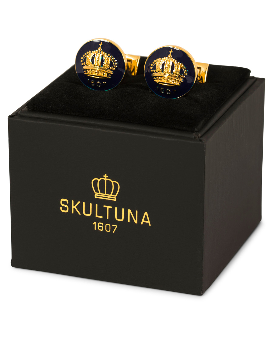 Homme | Skultuna Cuff Links The Crown Gold/Royal Blue | Skultuna | Cuff Links The Crown Gold/Royal Blue