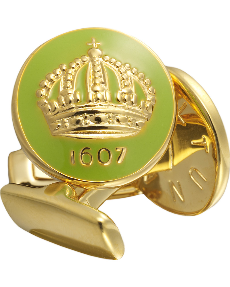 Homme | Skultuna Cuff Links The Crown Gold/Lime Green | Skultuna | Cuff Links The Crown Gold/Lime Green