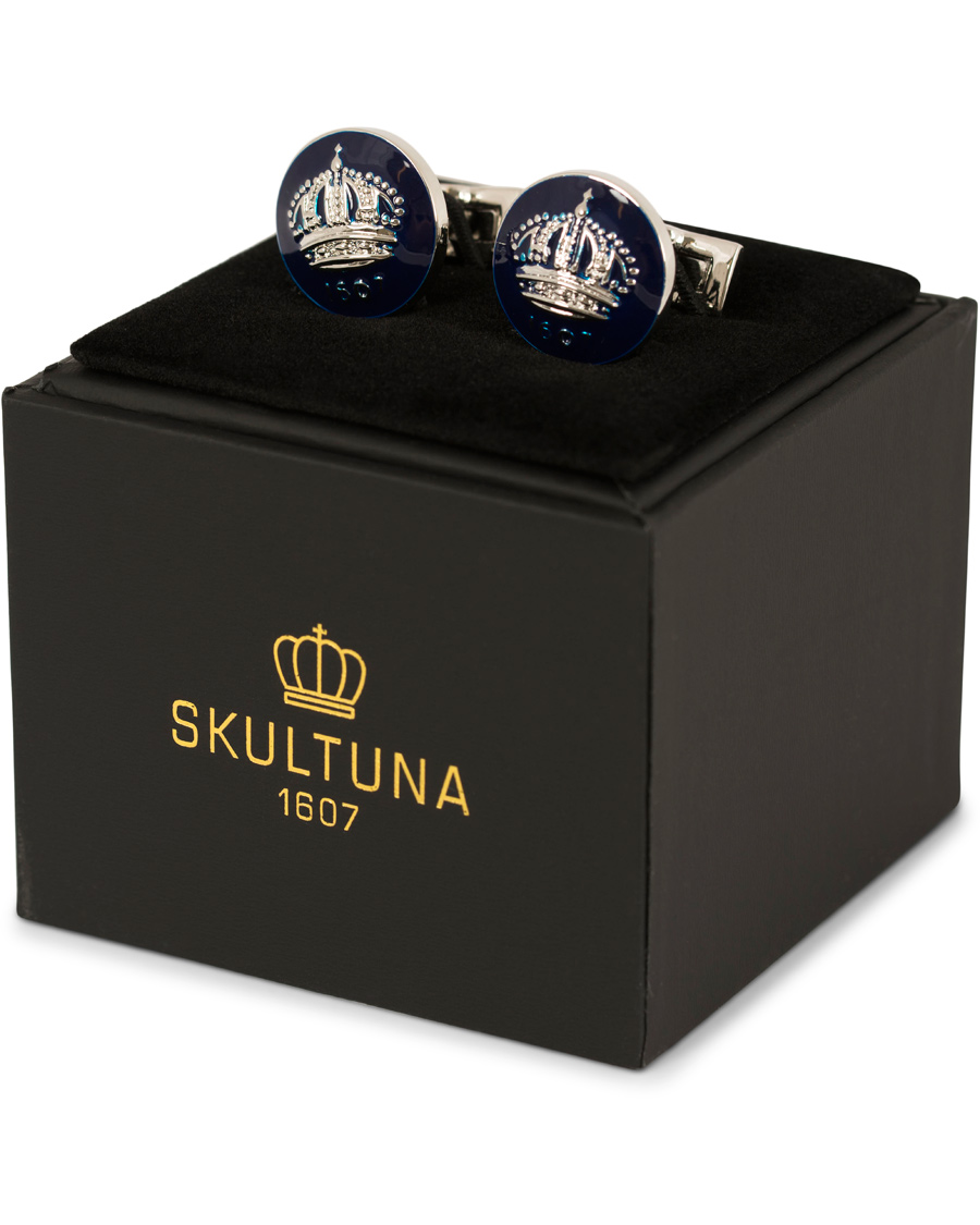 Homme | Skultuna Cuff Links The Crown Silver/Royal Blue | Skultuna | Cuff Links The Crown Silver/Royal Blue