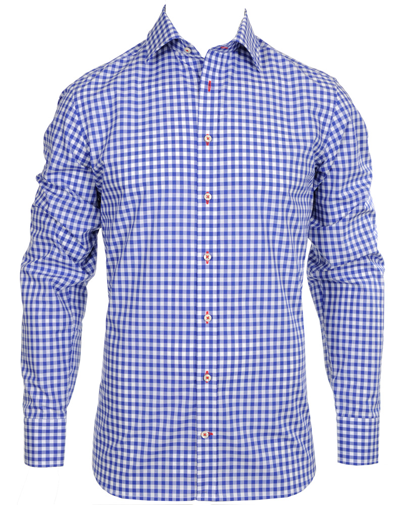 Homme | Chemises | Stenströms | Skjorta Slimline Poplin Check Blue
