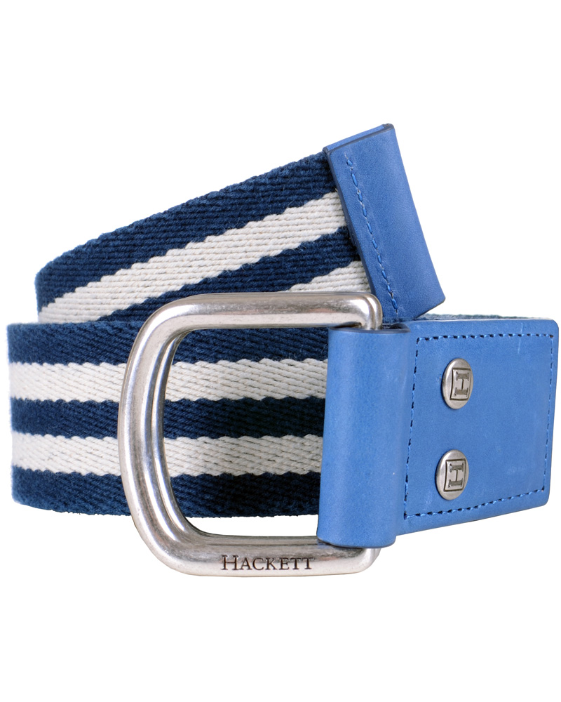 Homme | Hackett Washed D-Ring Belt 4 cm Navy/Ivory | Hackett | Washed D-Ring Belt 4 cm Navy/Ivory