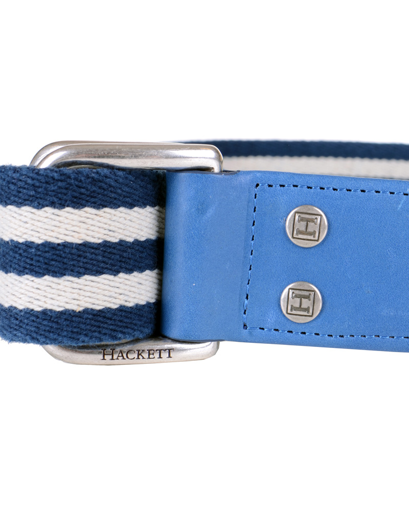 Homme | Hackett Washed D-Ring Belt 4 cm Navy/Ivory | Hackett | Washed D-Ring Belt 4 cm Navy/Ivory