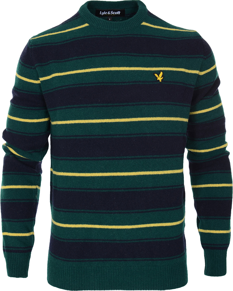 Homme | Pulls Et Tricots | Lyle & Scott | Crew Neck Stripe Pullover Scotts Green