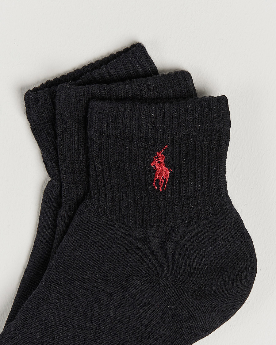 Homme | Preppy Authentic | Polo Ralph Lauren | 3-Pack Sport Quarter Socks Black