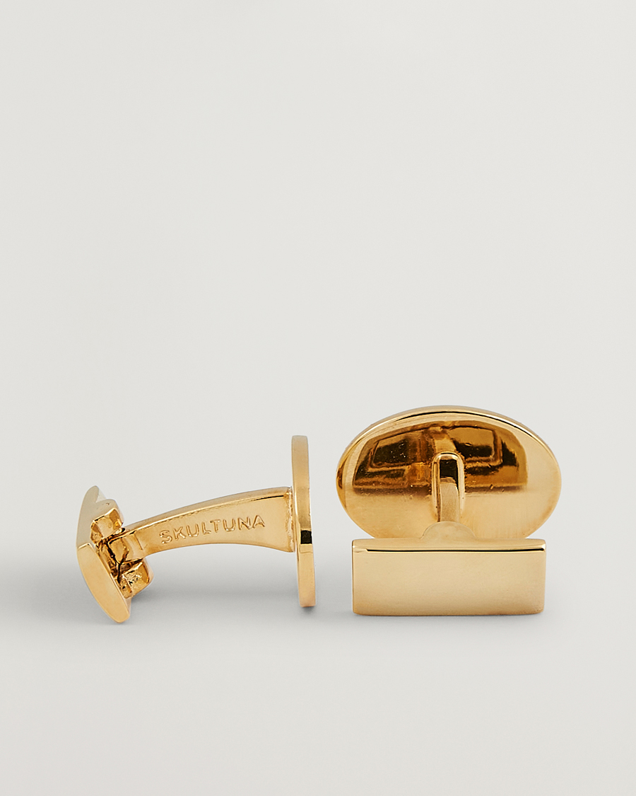 Homme | Boutons De Manchette | Skultuna | Cuff Links Black Tie Collection Oval Gold
