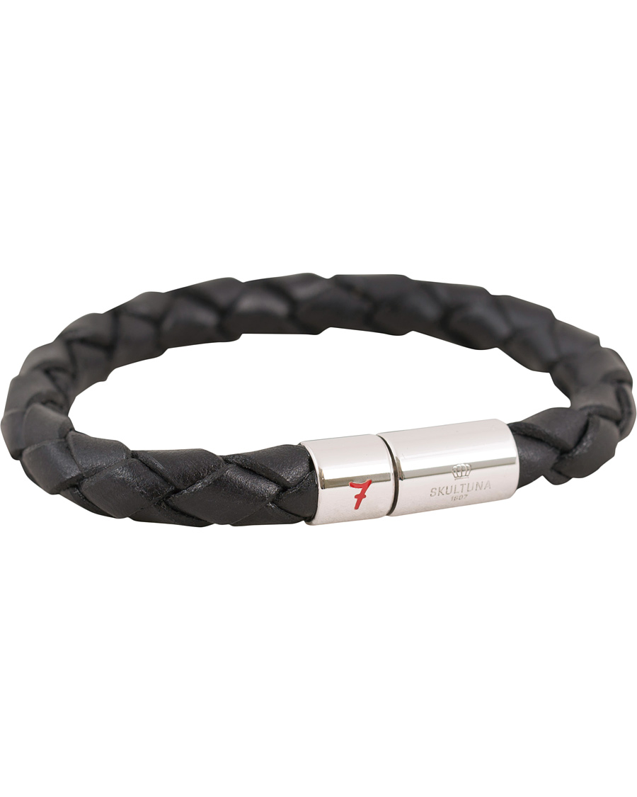 Homme | Skultuna Leather Bracelet Plaited 7 by Lino Ieluzzi Black | Skultuna | Leather Bracelet Plaited 7 by Lino Ieluzzi Black