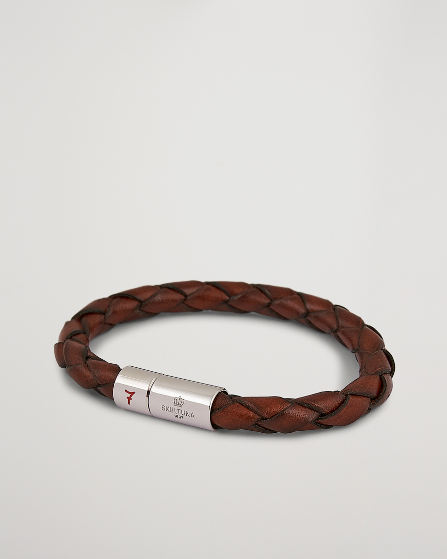 Homme | Skultuna Leather Bracelet Plaited 7 by Lino Ieluzzi Brown | Skultuna | Leather Bracelet Plaited 7 by Lino Ieluzzi Brown
