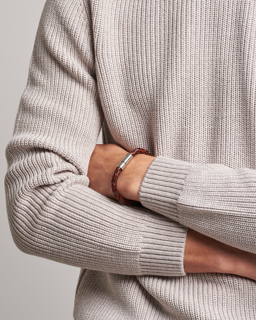 Homme | Skultuna Leather Bracelet Plaited 7 by Lino Ieluzzi Brown | Skultuna | Leather Bracelet Plaited 7 by Lino Ieluzzi Brown