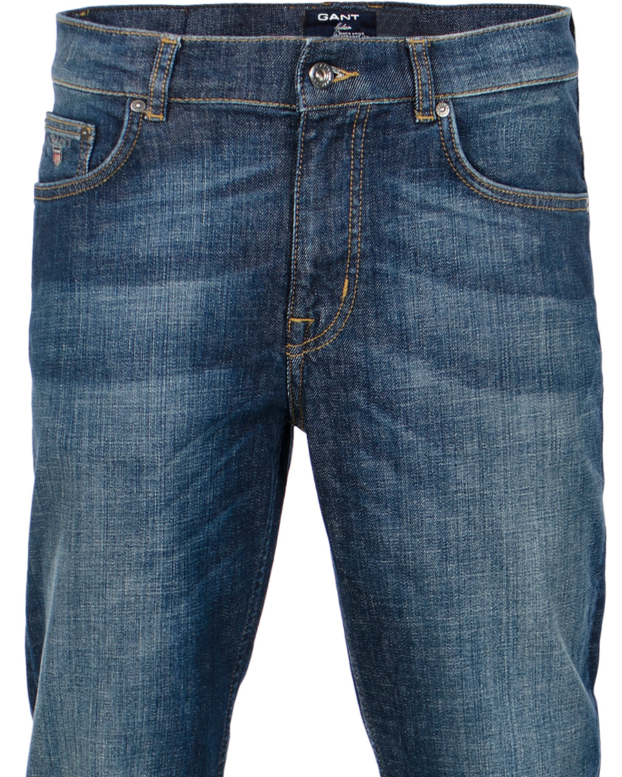 Homme | Jeans | GANT | Knight Stretch Jean Tyler Fit Mid Blue Worn in