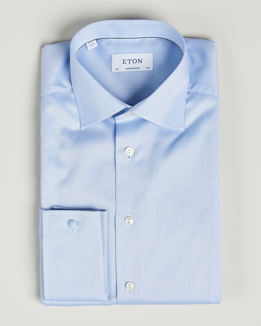 Homme | Chemises | Eton | Contemporary Fit Shirt Double Cuff Blue