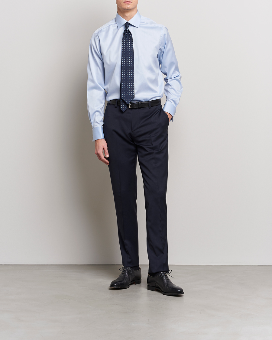 Homme | Business & Beyond | Eton | Contemporary Fit Shirt Double Cuff Blue