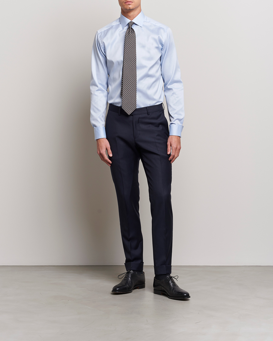 Homme | Sections | Eton | Slim Fit Shirt Double Cuff Blue