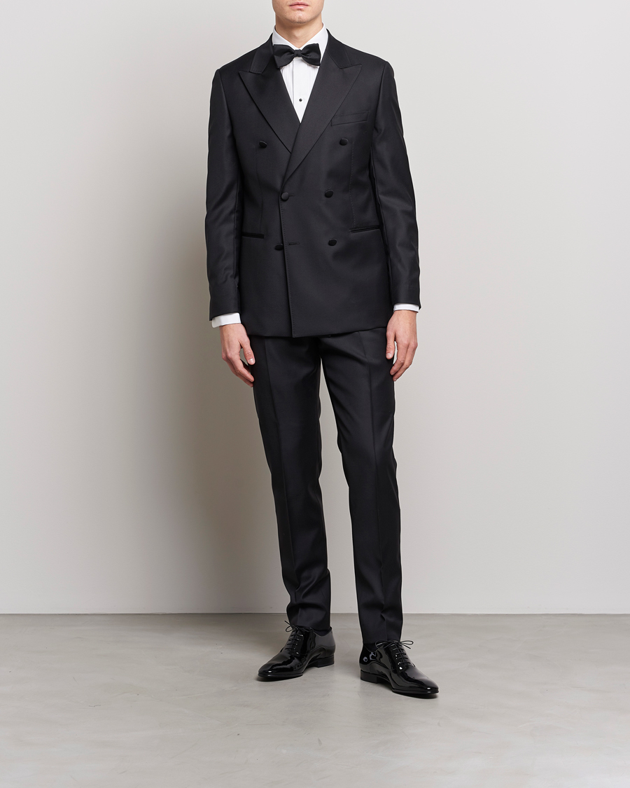 Homme | Réunion Estival | Eton | Slim Fit Tuxedo Shirt Black Ribbon White