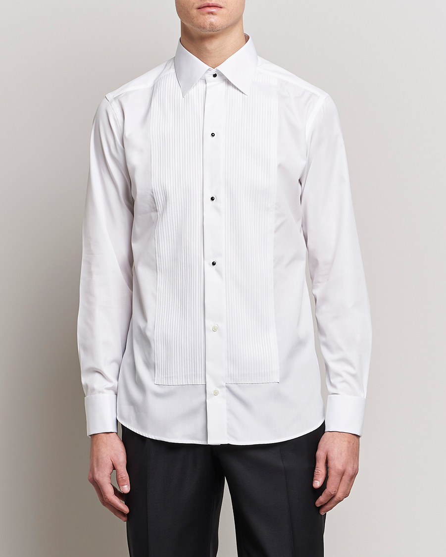 Homme | Chemises | Eton | Slim Fit Tuxedo Shirt Black Ribbon White 38 - S