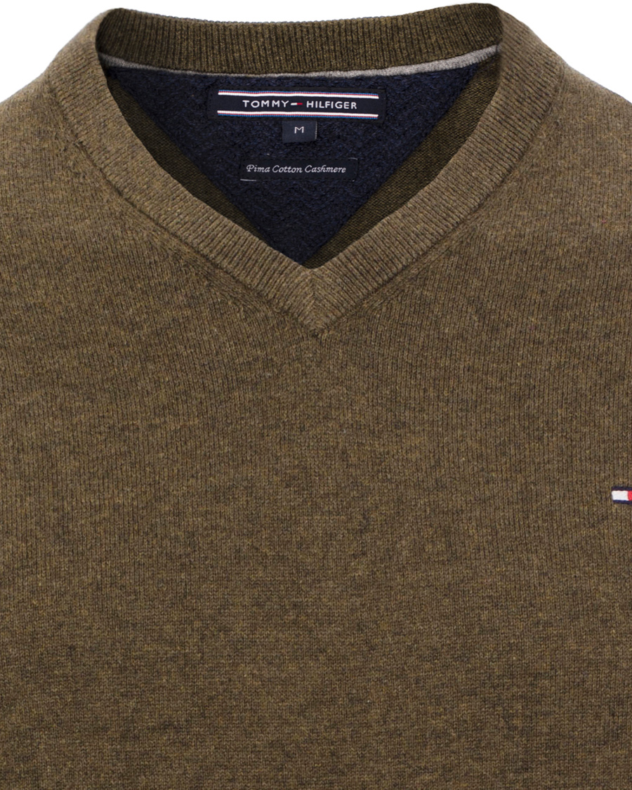 Homme | Pulls Et Tricots | Tommy Hilfiger | Pima Cotton Cashmere V-neck Pullover Beech Green