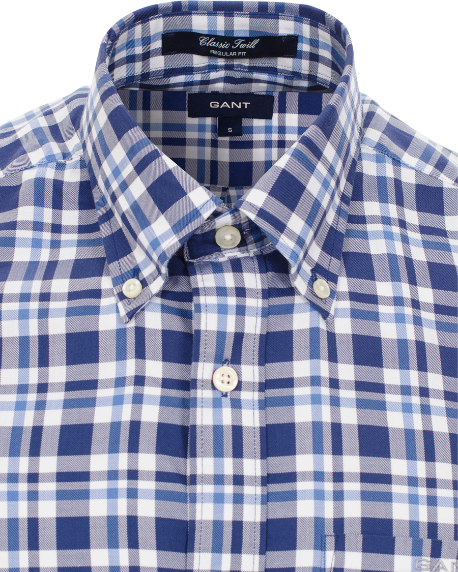 Homme | Chemises | GANT | Classic Twill Check Regular Fit Shirt Bright Blue