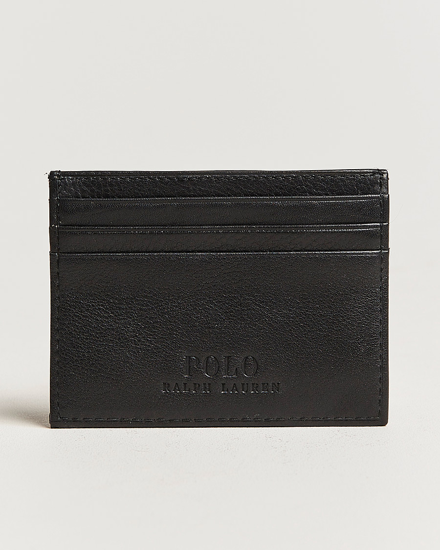 Homme | Polo Ralph Lauren Pebble Leather Slim Card Case Black | Polo Ralph Lauren | Pebble Leather Slim Card Case Black