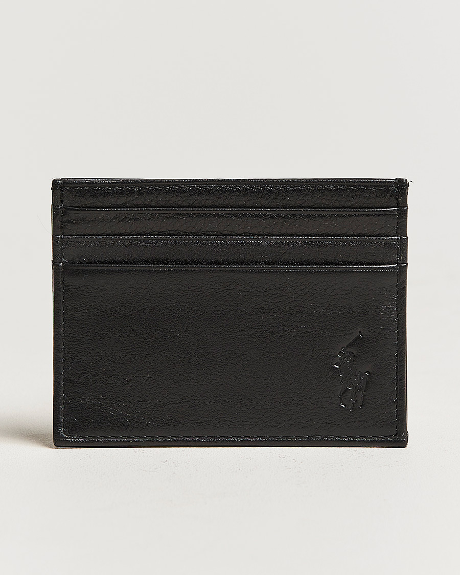 Homme | Polo Ralph Lauren Pebble Leather Slim Card Case Black | Polo Ralph Lauren | Pebble Leather Slim Card Case Black