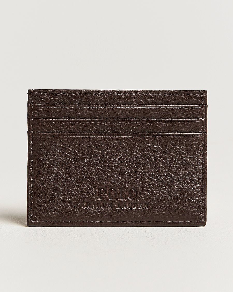 Homme | Polo Ralph Lauren Pebble Leather Slim Card Case Brown | Polo Ralph Lauren | Pebble Leather Slim Card Case Brown