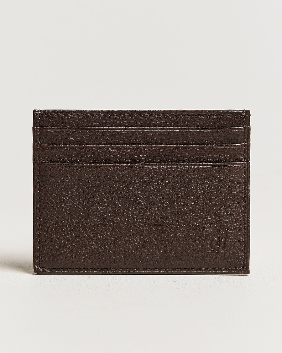 Homme | Polo Ralph Lauren Pebble Leather Slim Card Case Brown | Polo Ralph Lauren | Pebble Leather Slim Card Case Brown