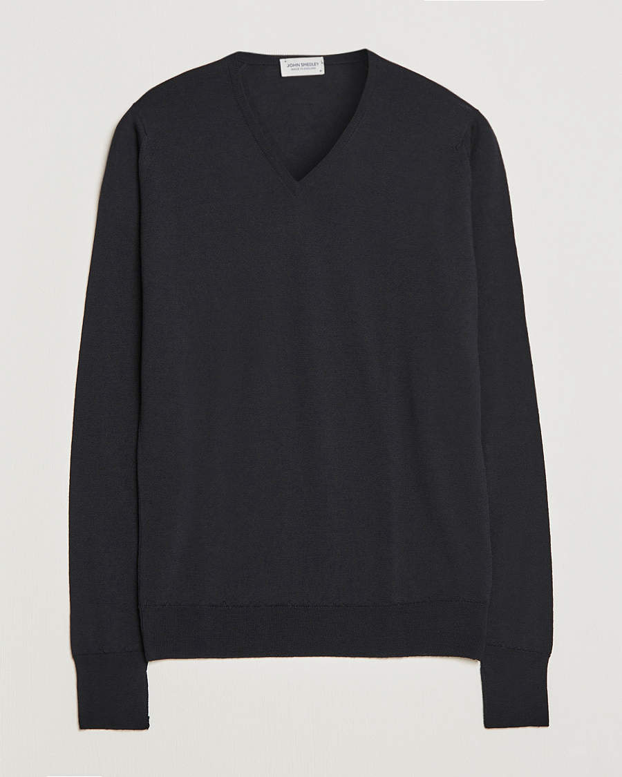 Homme | Pulls Et Tricots | John Smedley | Bobby Extra Fine Merino V-Neck Pullover Black