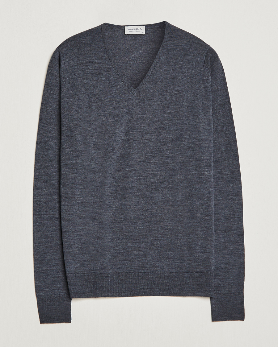 Homme | Pulls Et Tricots | John Smedley | Bobby Extra Fine Merino V-Neck Pullover Charcoal
