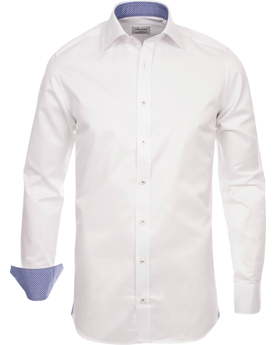 Homme | Chemises | Stenströms | Slimline Pin Point Oxford Contrast Shirt White Dot