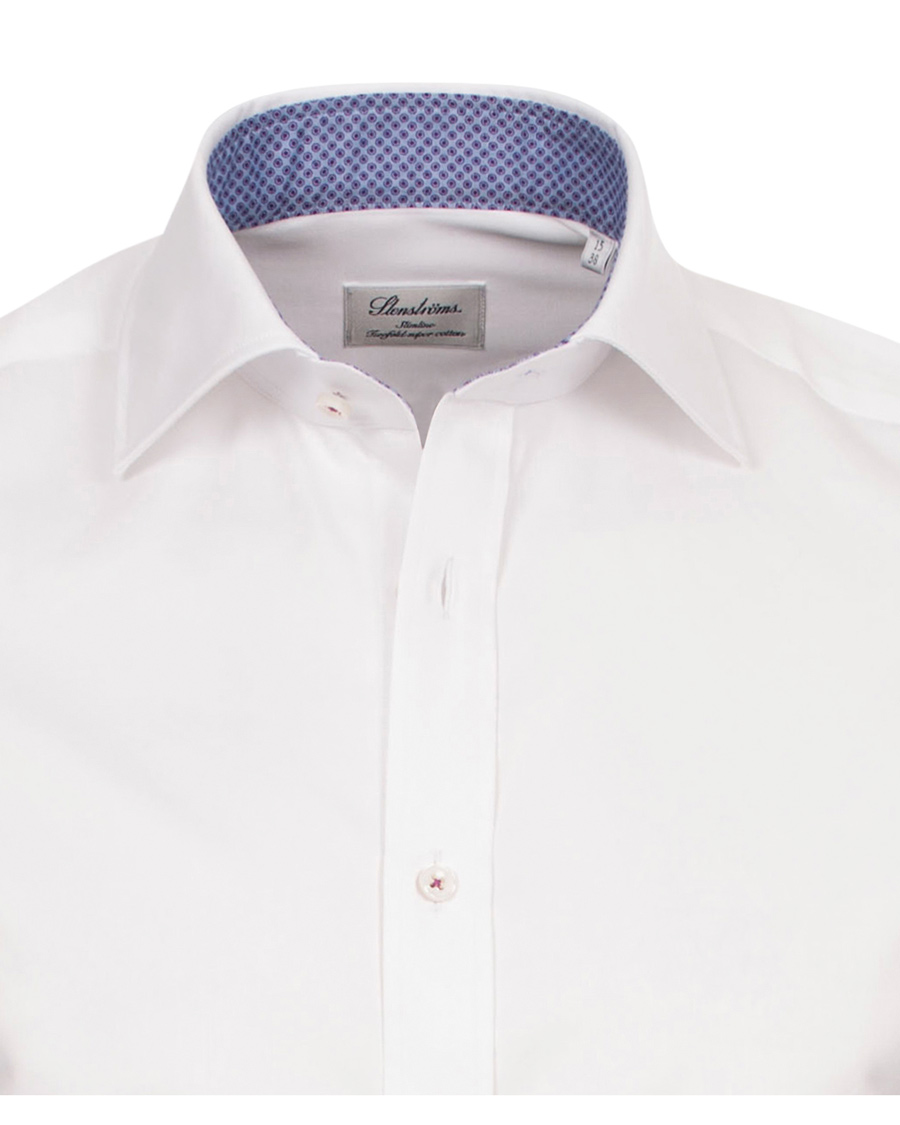 Homme | Chemises | Stenströms | Slimline Pin Point Oxford Contrast Shirt White Dot
