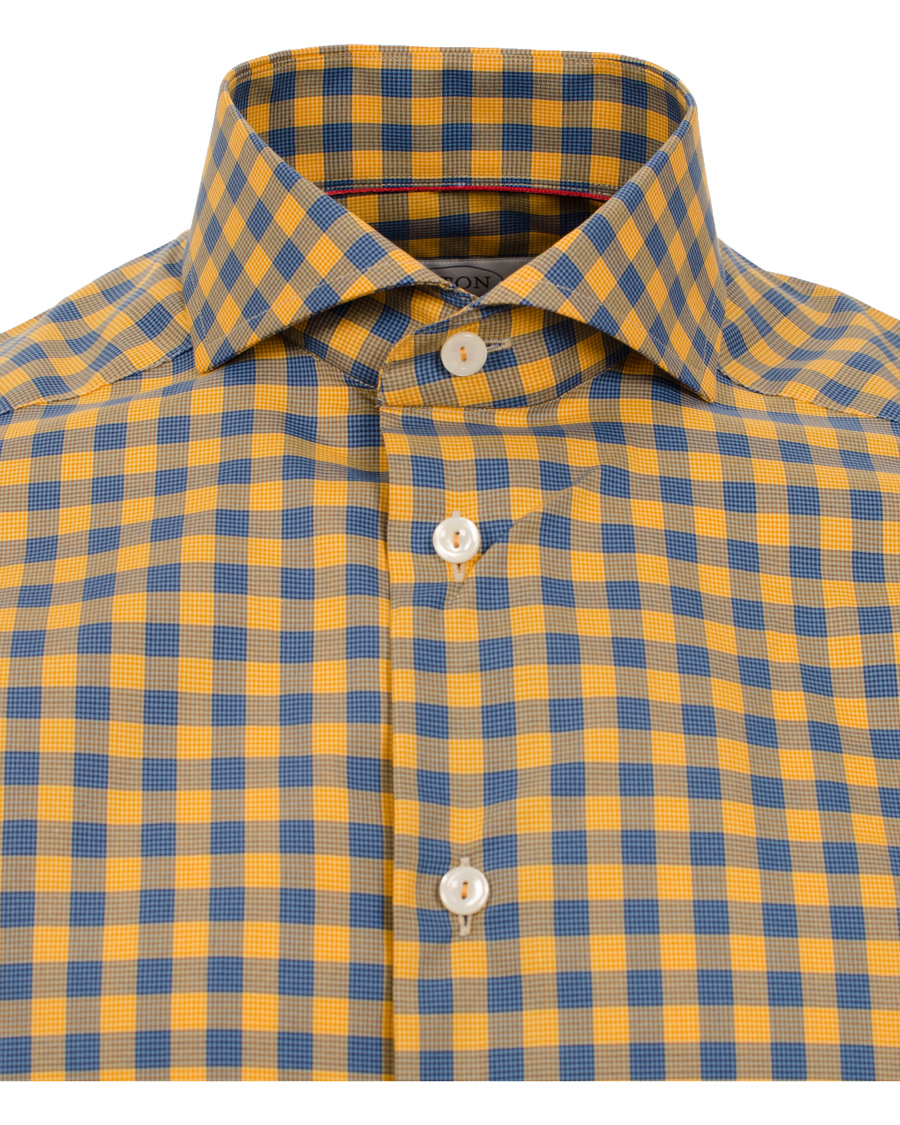 Homme | Chemises | Eton | Slim Fit Shirt Red Ribbon Check Mustard Yellow