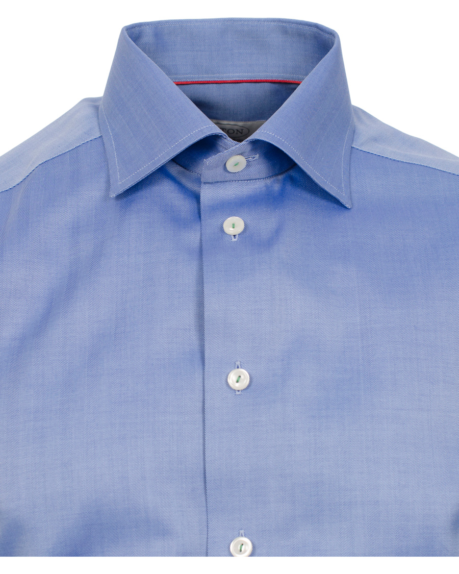 Homme | Chemises | Eton | Contemporary Fit Shirt Red Ribbon Herringbone Blue