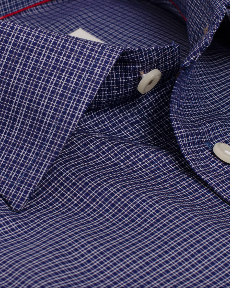 Homme | Chemises | Eton | Slim Fit Shirt Red Ribbon Micro Check Dark Blue