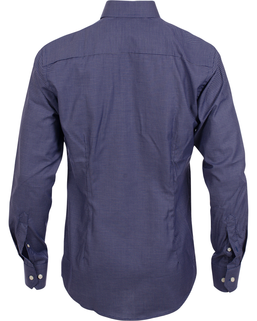 Homme | Chemises | Eton | Slim Fit Shirt Red Ribbon Micro Check Dark Blue