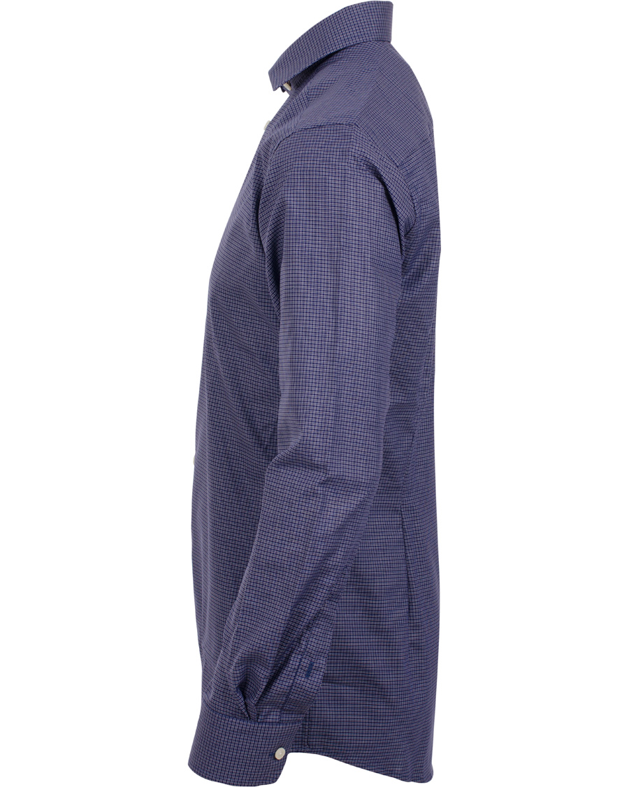 Homme | Chemises | Eton | Slim Fit Shirt Red Ribbon Micro Check Dark Blue