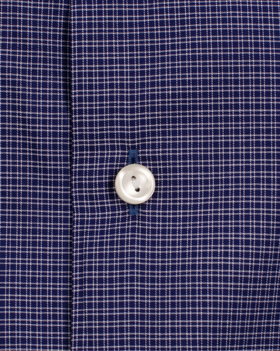 Homme | Chemises | Eton | Slim Fit Shirt Red Ribbon Micro Check Dark Blue