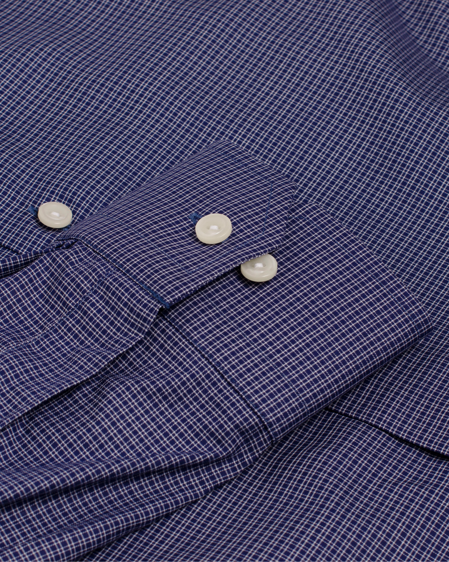 Homme | Chemises | Eton | Slim Fit Shirt Red Ribbon Micro Check Dark Blue