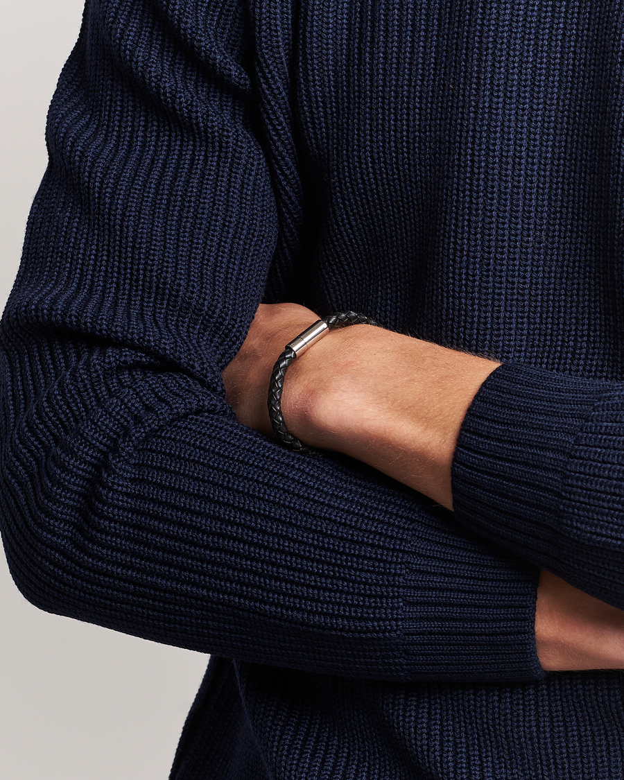 Homme | Bijoux | Skultuna | One Row Leather Bracelet Black Steel
