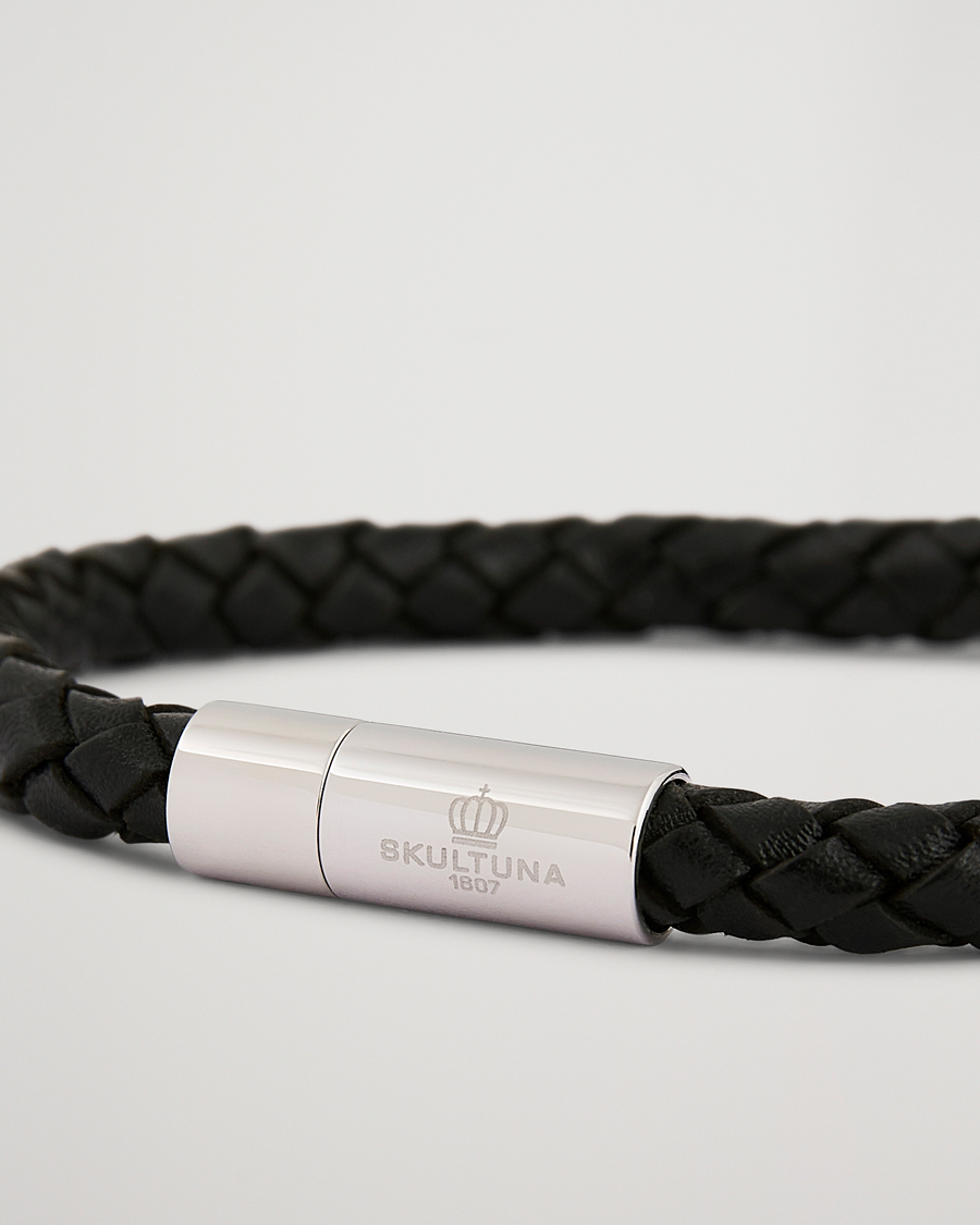 Homme | Bijoux | Skultuna | One Row Leather Bracelet Black Steel